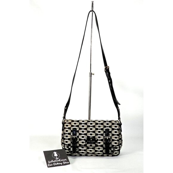 Kate Spade Women's Black White Fabric Essex Scout Purse Messenger Small 1875 - Picture 1 of 12